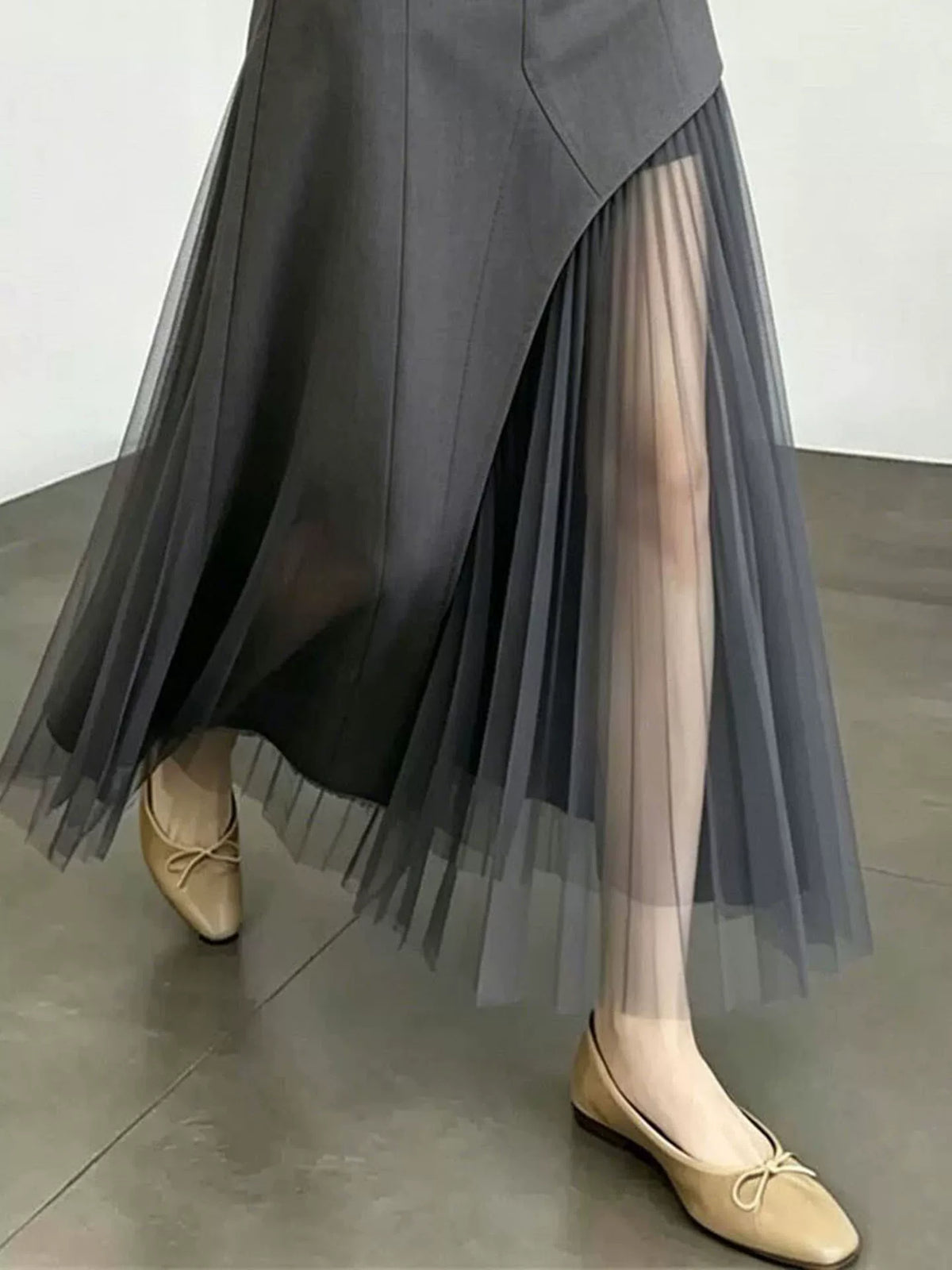 Women's Summer Grey A-line High-waist Breathable Mesh Slim-fit Skirt for Fall Layering Office Spring Slimming Weekend Everyday