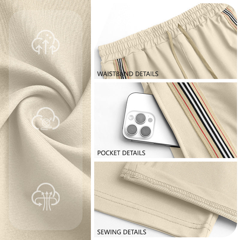 Men's Striped Breathable Oversized Casual Straight Pants Wide-Leg High-Waist Office