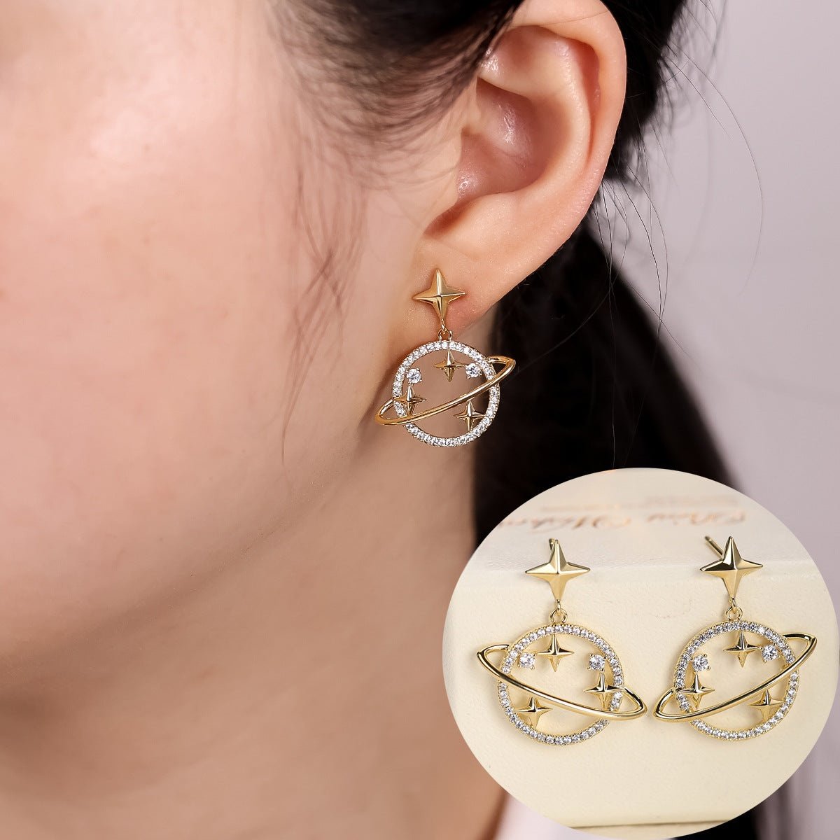 Gold minimalist stud earrings by Yoshan