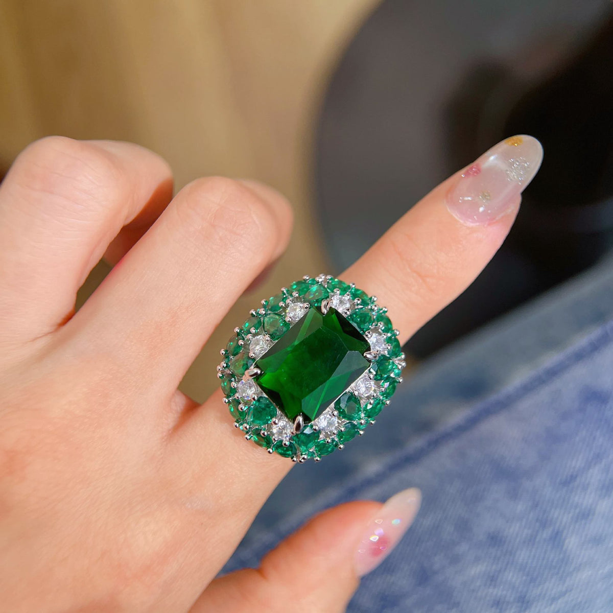 Green statement jewelry set by Yoshan