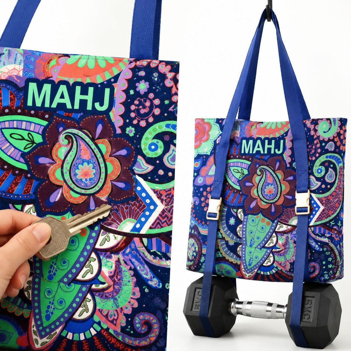 Large-capacity Boho Mahjong Travel Bag Tote Set Toiletry Makeup Cosmetic Pouch Gift