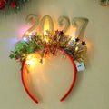 2027 Glitter LED Christmas Party Headband, Light-Up Number Hair Accessory for Holiday Photos and New Year