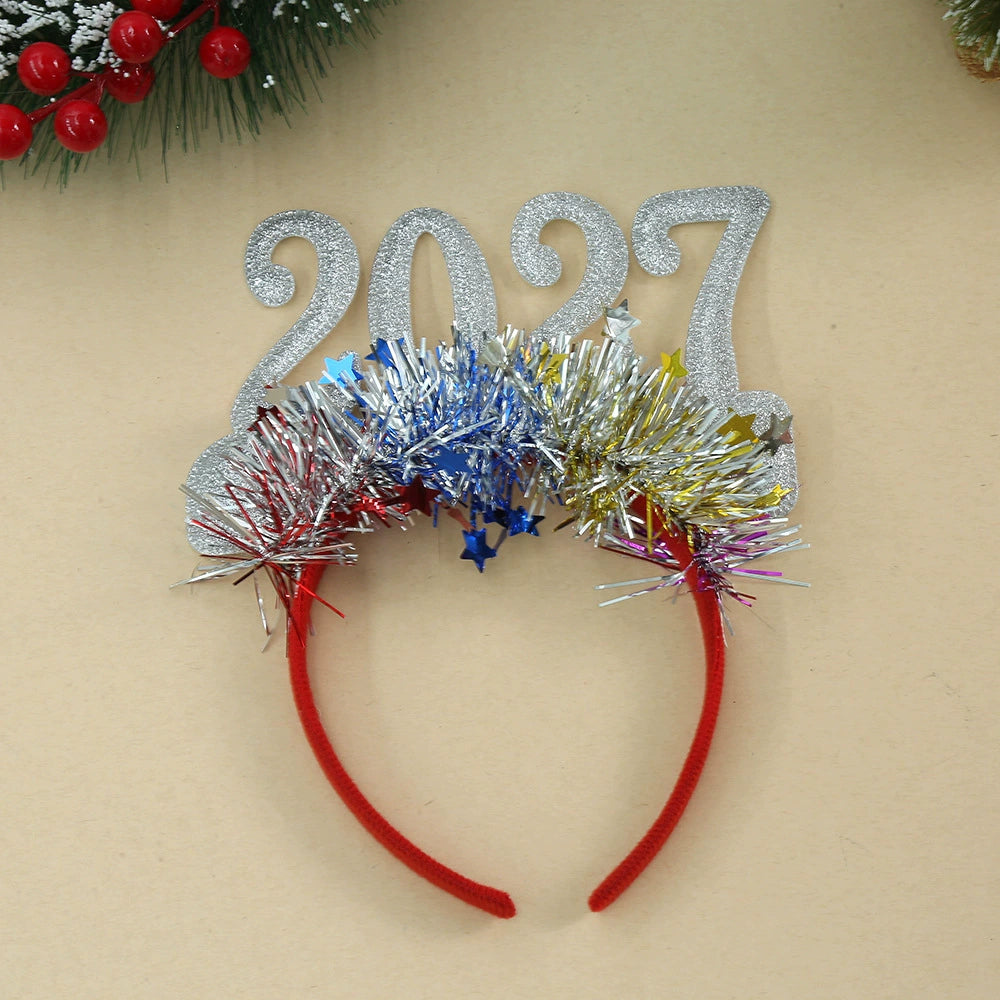 2027 Glitter LED Christmas Party Headband, Light-Up Number Hair Accessory for Holiday Photos and New Year