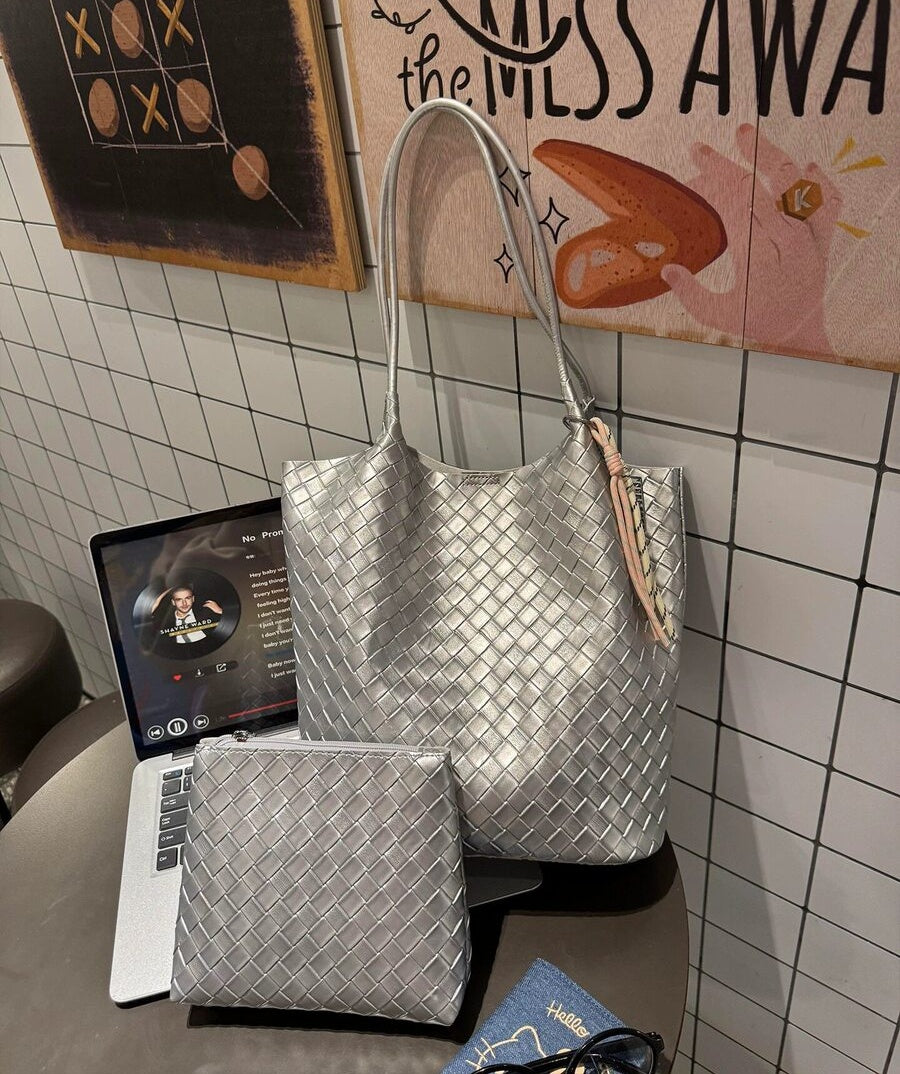 Women's Woven Commute Summer Office Workwear Tote Bag Shoulder Crossbody Purse Premium Work and Travel School
