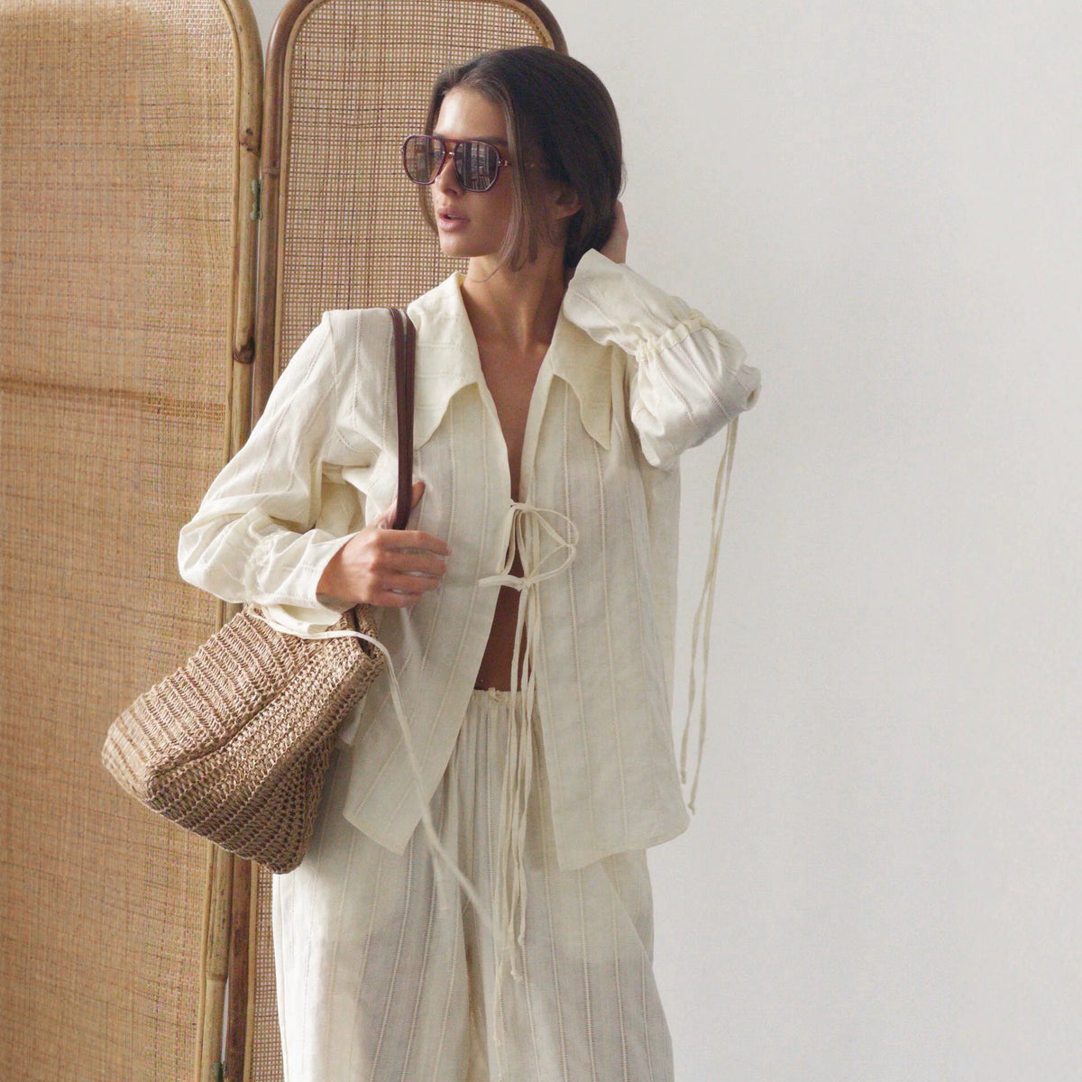 Women's Oversized Lace-up Casual Two-piece Set Casual Everyday Wear Womenswear
