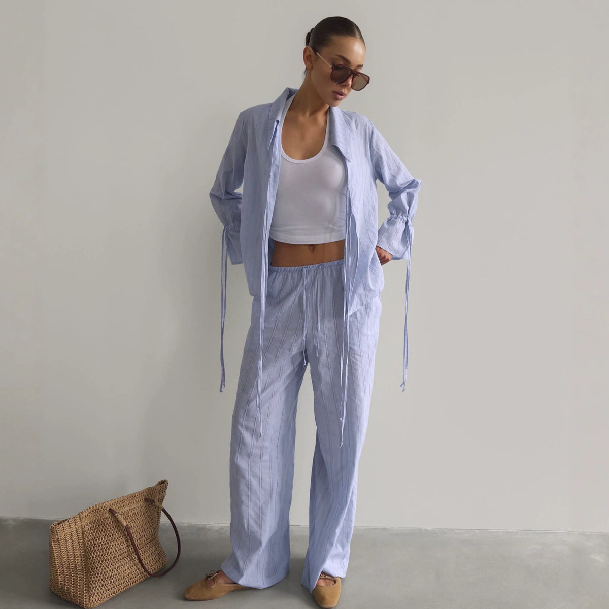 Women's Oversized Lace-up Casual Two-piece Set Casual Everyday Wear Womenswear