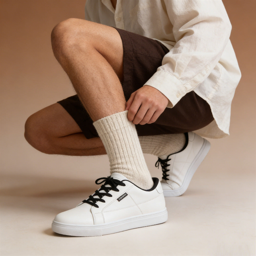 Men's Korean-Style Casual White Sneakers Platform Fashion Sneakers Everyday Walking