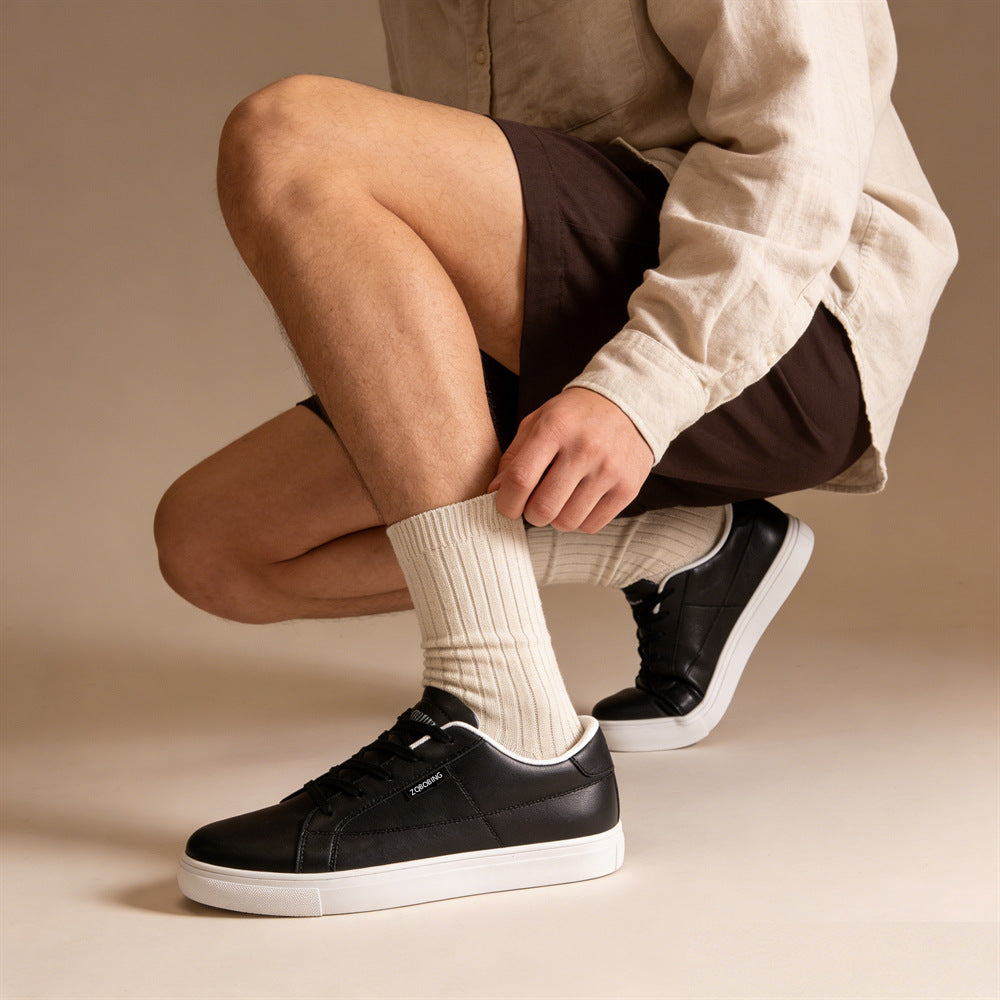 Men's Korean-Style Casual White Sneakers Platform Fashion Sneakers Everyday Walking