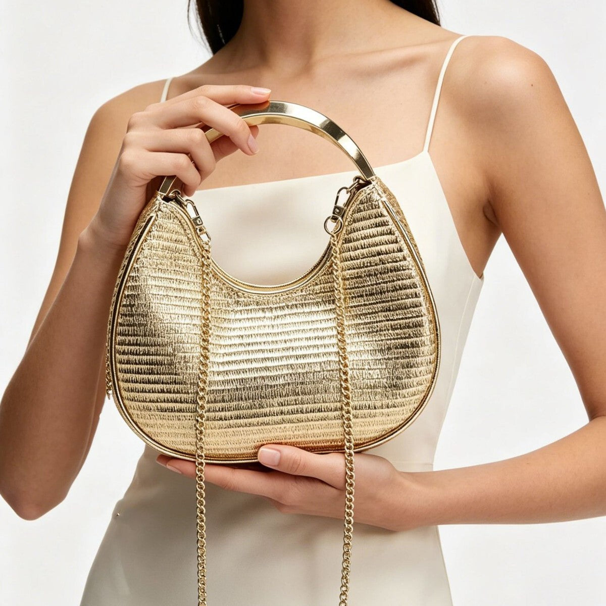Women's Metal Party Dumpling Bag Crossbody Purse for Travel and Sightseeing Everyday Casual Streetwear Premium Date Night Office