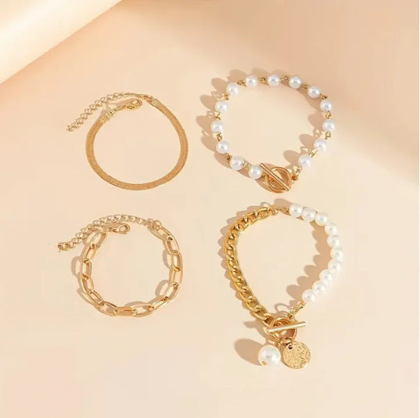 Women's Hip-Hop Pearl Retro Cuff Bracelet Open Bangle Bracelet for Everyday Stacking Gift Wedding Date Night Office Wear
