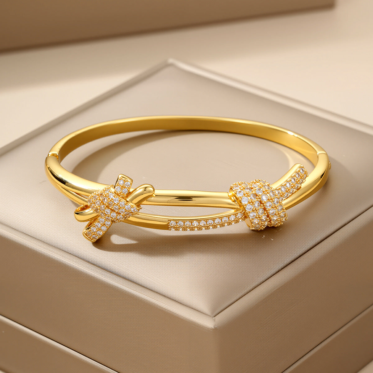Cubic zirconia cuff bracelet by Yoshan, detail view 2