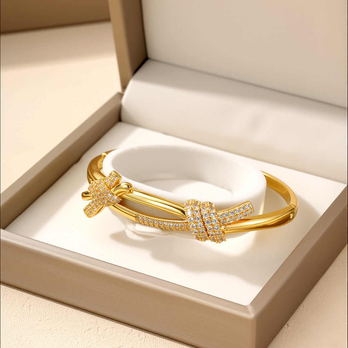 Cubic zirconia cuff bracelet by Yoshan, detail view 4