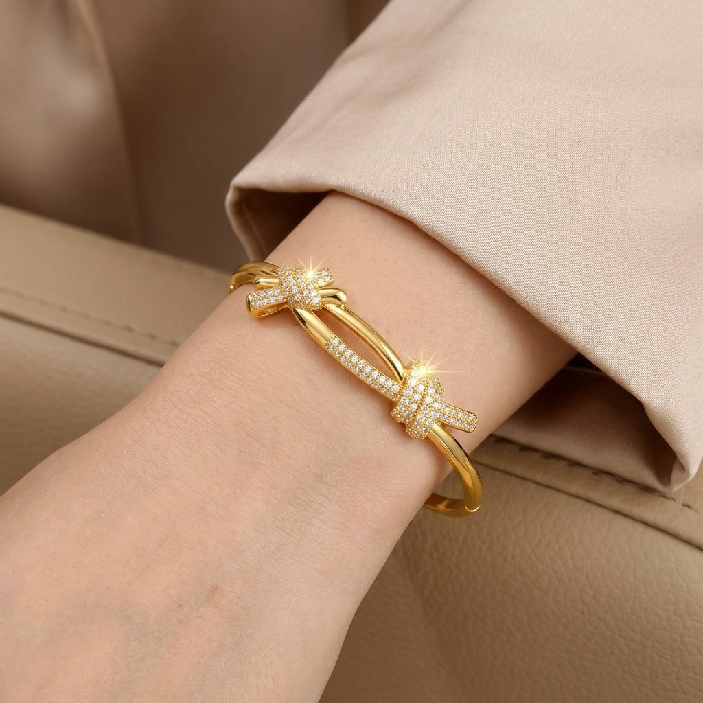 Cubic zirconia cuff bracelet by Yoshan, detail view 5