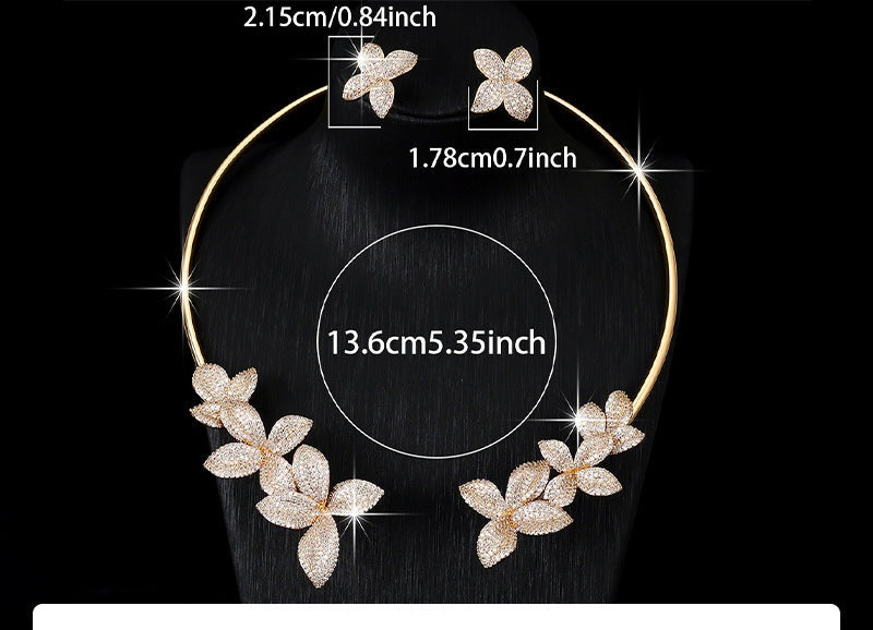 Cubic zirconia floral earrings by Yoshan, detail view 4