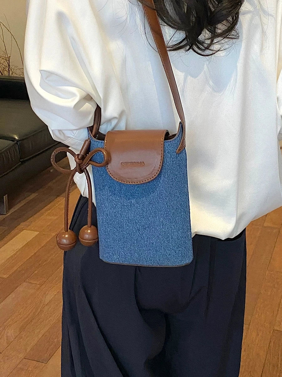 Women's Canvas Summer Polka-dot Casual Bucket Bag Drawstring Shoulder Purse Work Travel Everyday Purse