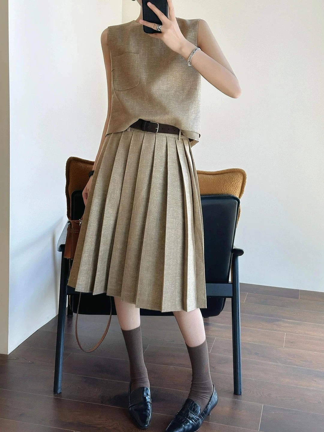 Women's Summer Linen French-Inspired Tweed-Style Two-Piece Set for Office Workwear Wedding Guest Business Casual Travel Weekend At Home