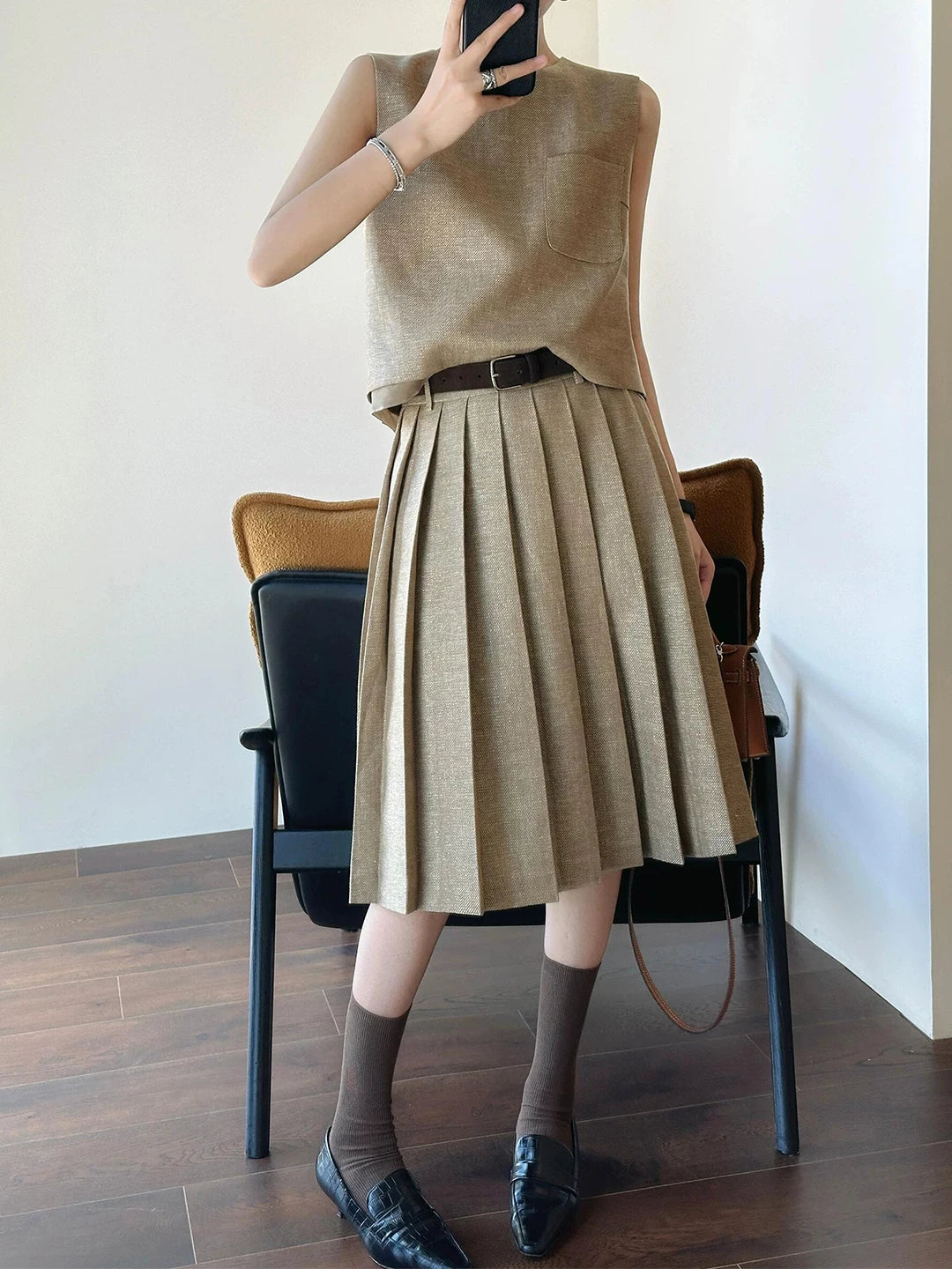Women's Summer Linen French-Inspired Tweed-Style Two-Piece Set for Office Workwear Wedding Guest Business Casual Travel Weekend At Home