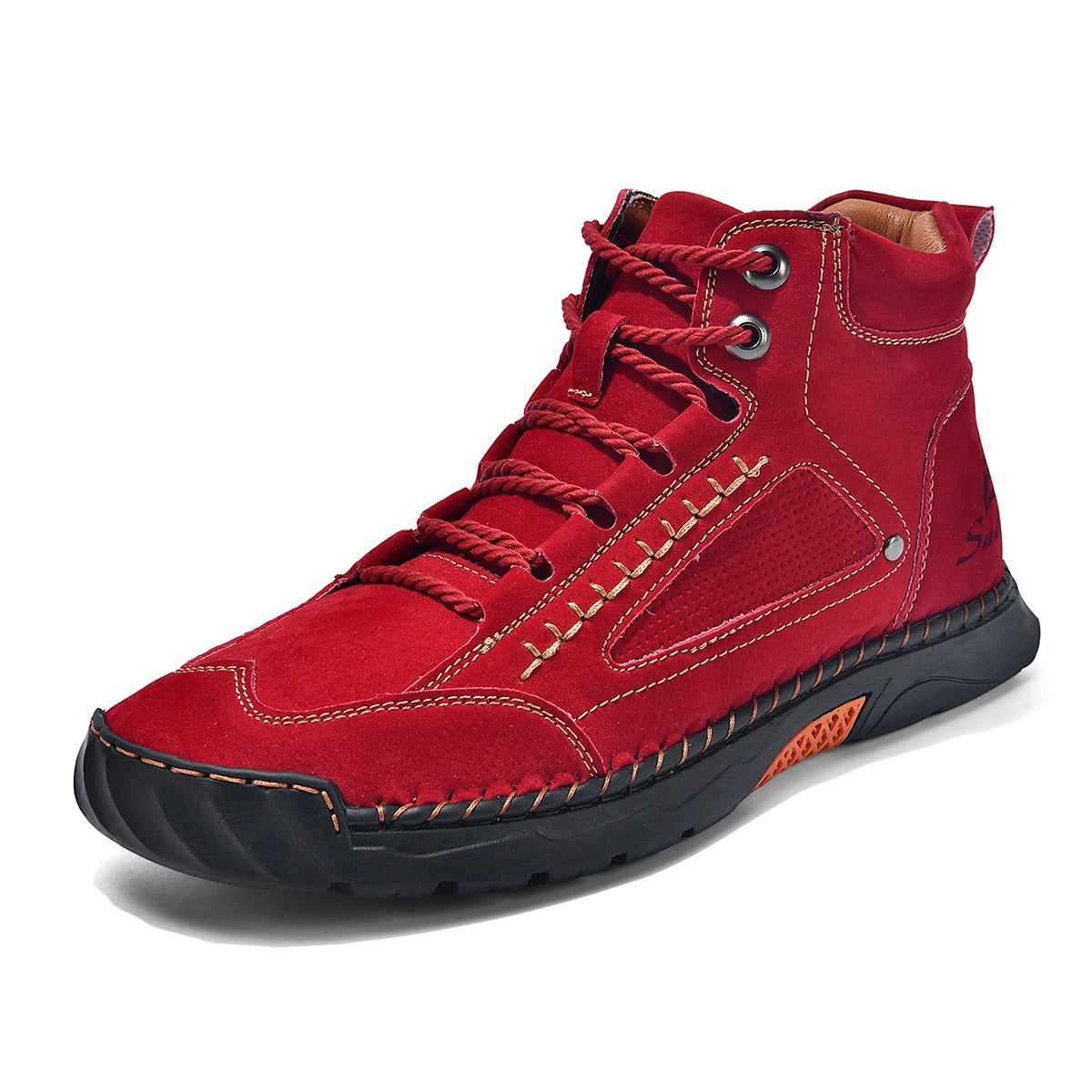 Men's Hand-Stitched Flat Plus Size Lace-Up High-Top Sneakers High-Top Casual Shoes