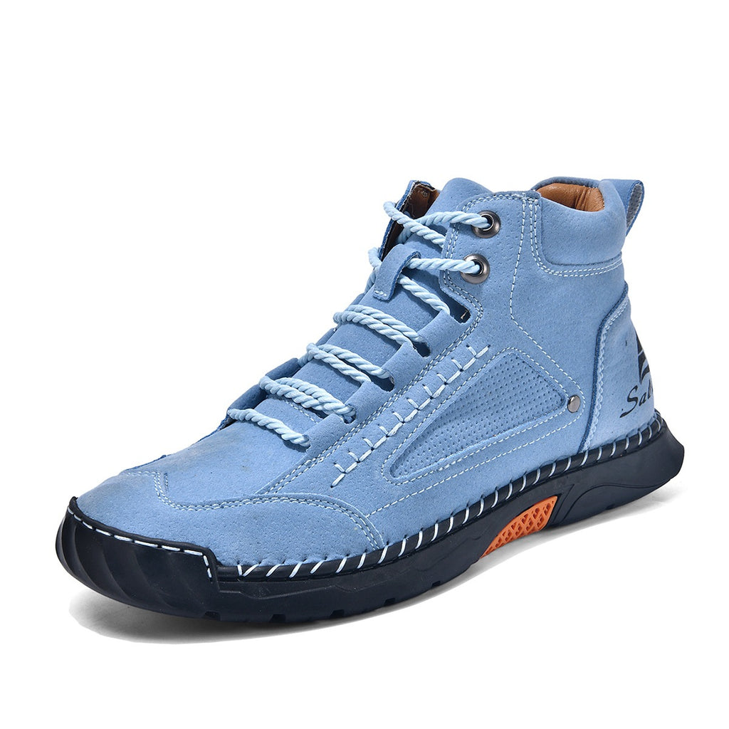 Men's Hand-Stitched Flat Plus Size Lace-Up High-Top Sneakers High-Top Casual Shoes