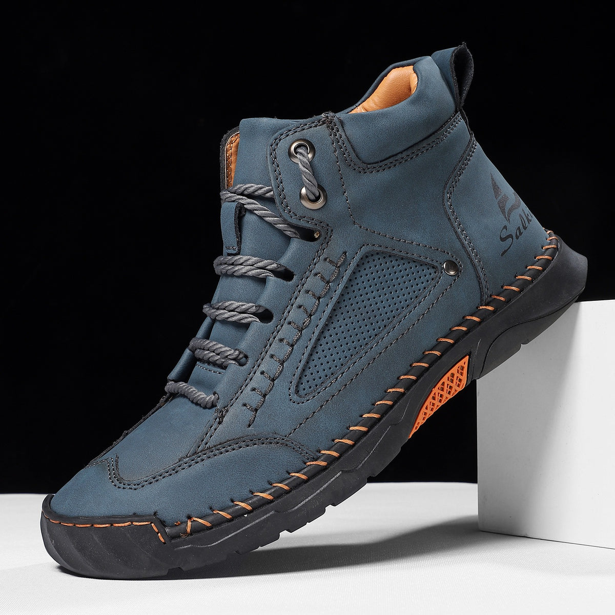 Men's Hand-Stitched Flat Plus Size Lace-Up High-Top Sneakers High-Top Casual Shoes