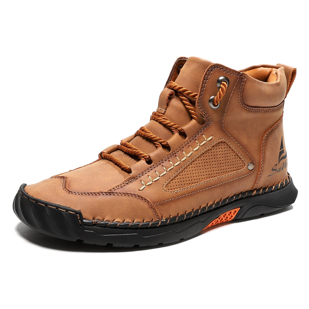 Men's Hand-Stitched Flat Plus Size Lace-Up High-Top Sneakers High-Top Casual Shoes