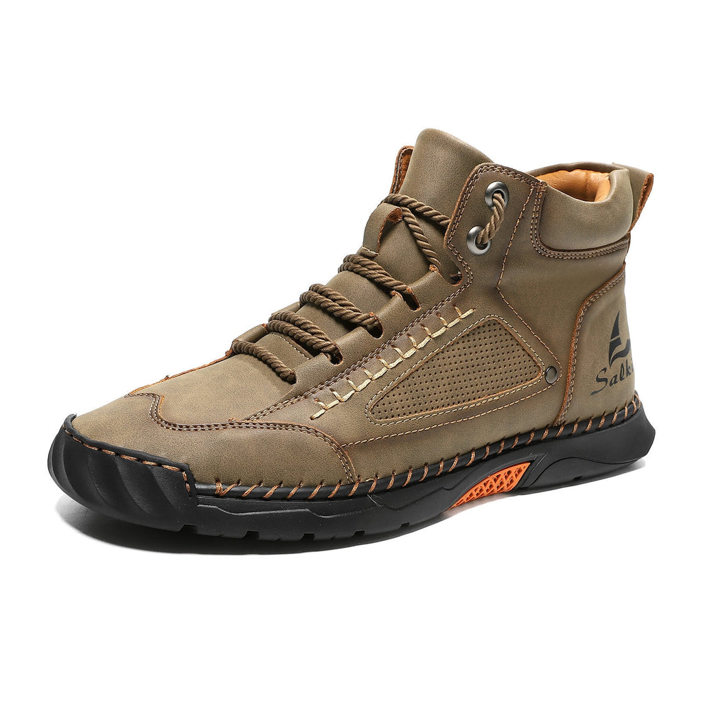 Men's Hand-Stitched Flat Plus Size Lace-Up High-Top Sneakers High-Top Casual Shoes