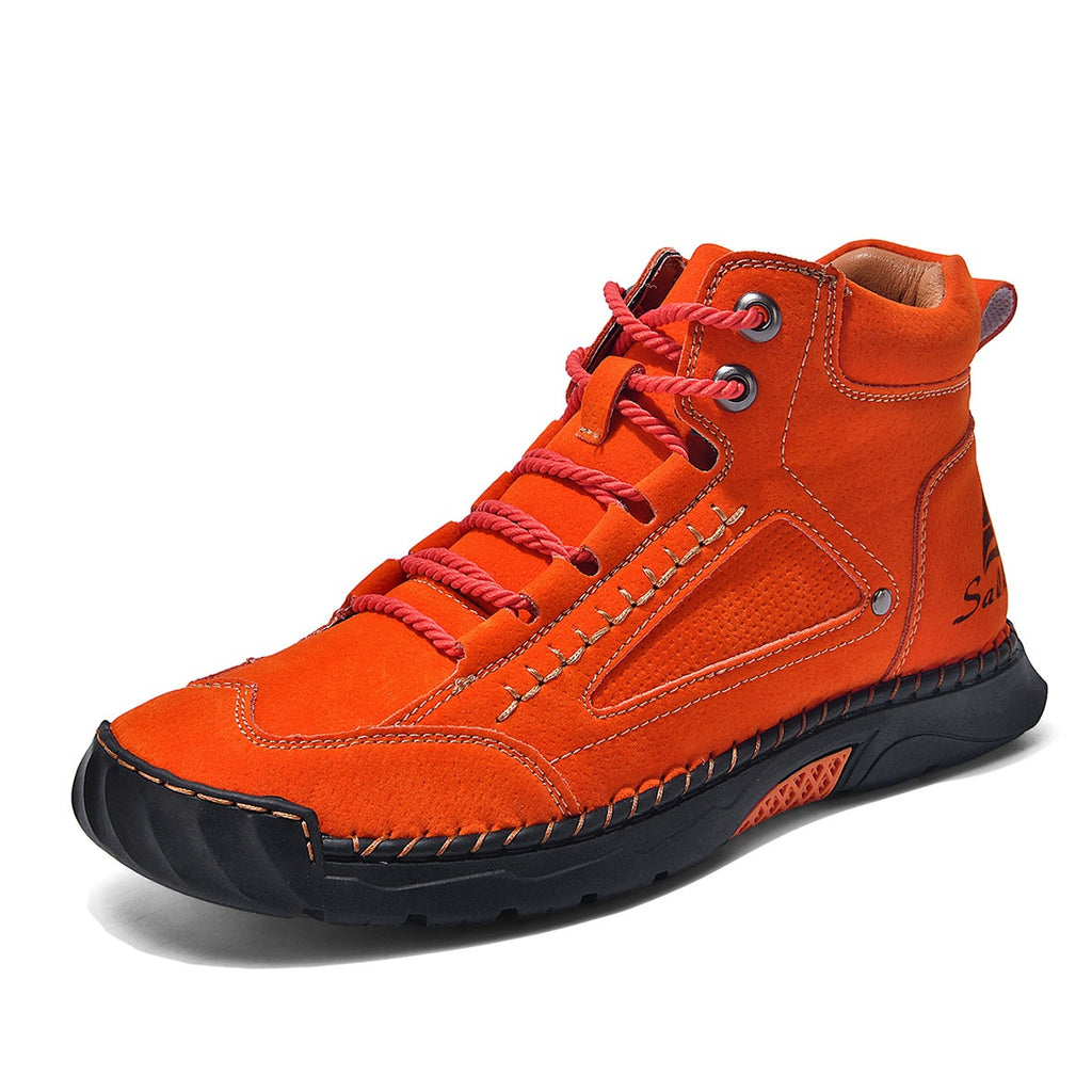 Men's Hand-Stitched Flat Plus Size Lace-Up High-Top Sneakers High-Top Casual Shoes