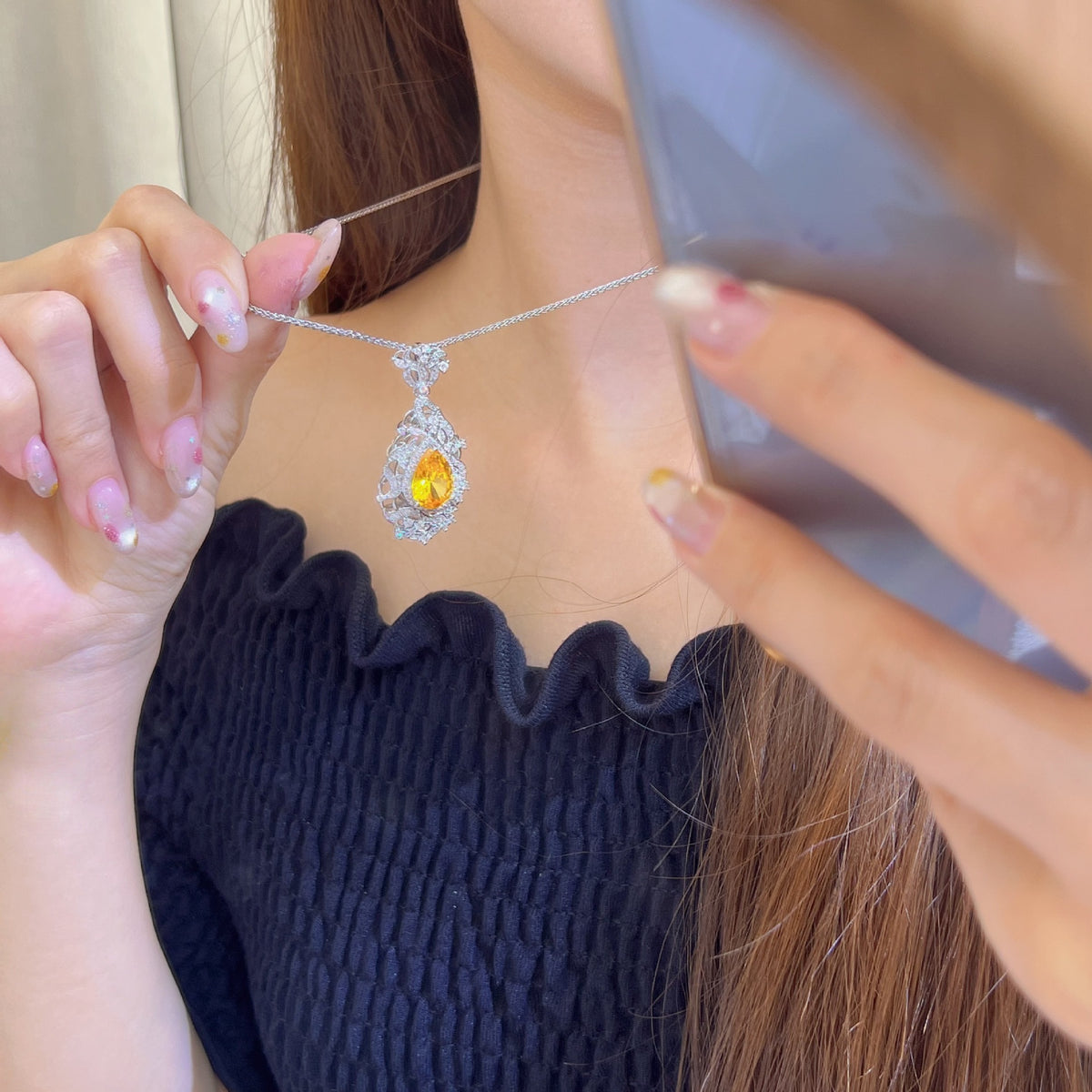 Crystal lace jewelry set by Yoshan, detail view 4