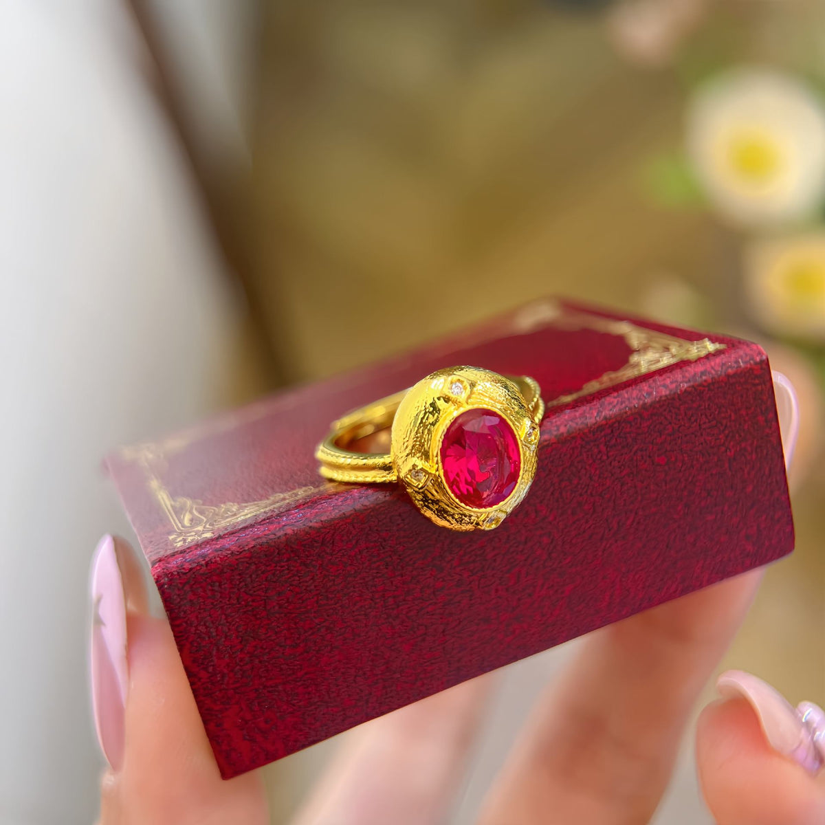 Red retro ring by Yoshan