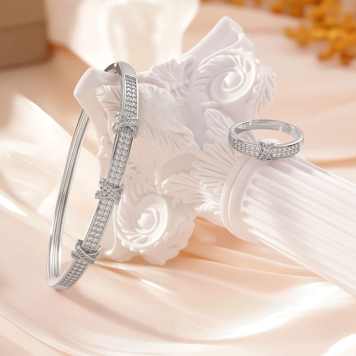 Silver cubic zirconia cuff bracelet by Yoshan