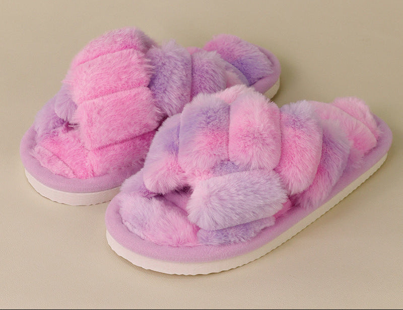 Women's Plush Chunky Sole Outdoor Slippers Outdoor Mules
