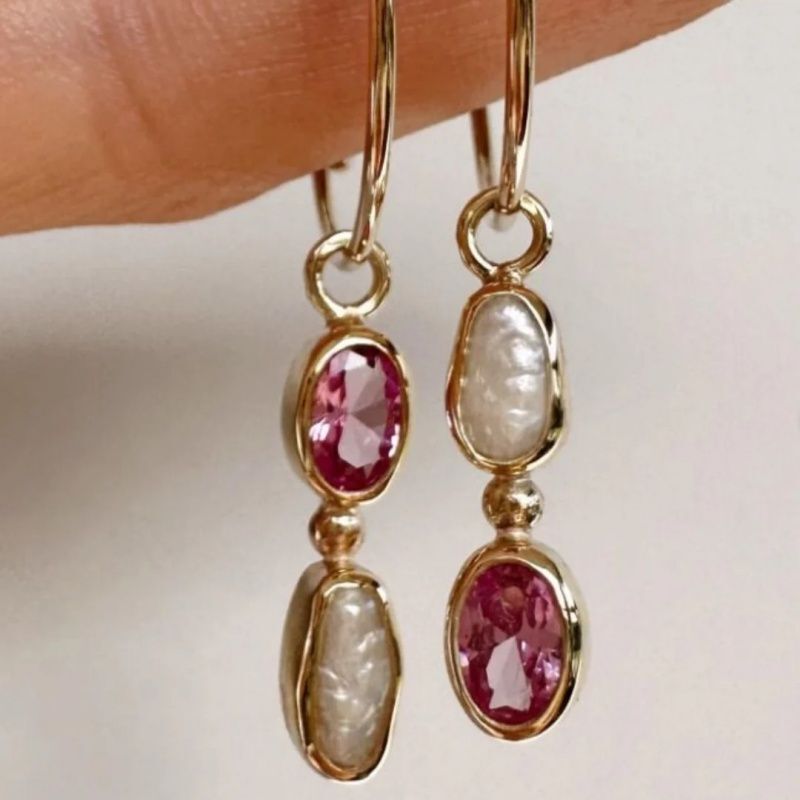 Gold pearl retro earrings by Yoshan