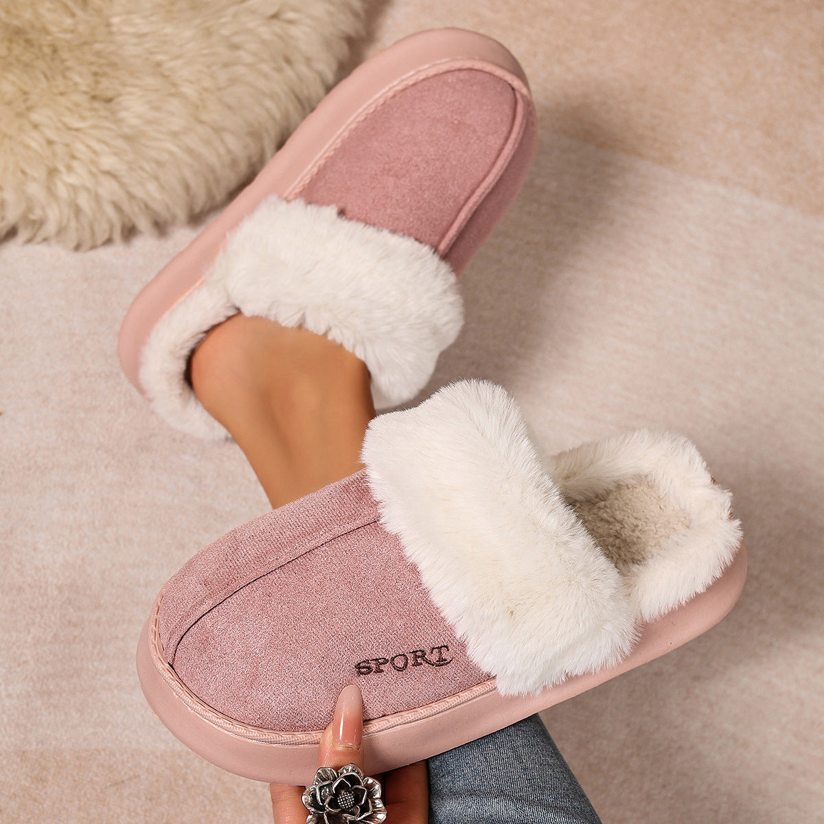 Women's Plush Fleece-lined Winter Sneakers Casual Everyday Wear Womenswear
