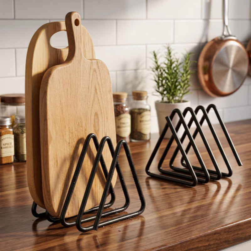 Metal Wrought-iron Cutting Board Rack Kitchen Holder Storage Bin Home Organizer Candle Table