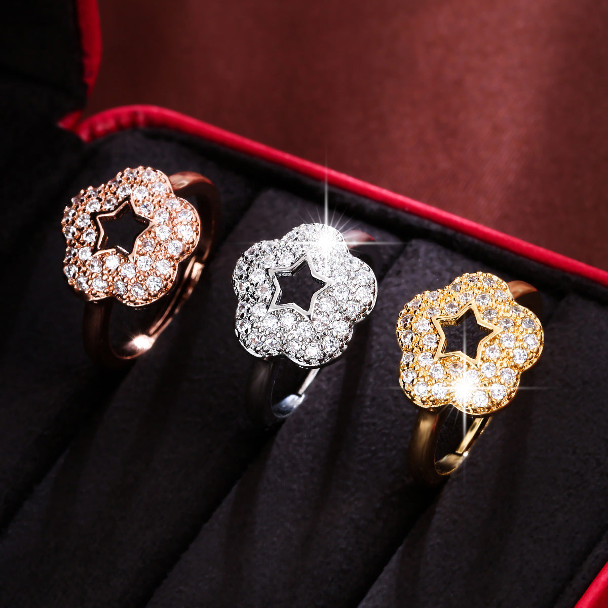 Cubic zirconia cutout jewelry set by Yoshan, detail view 4