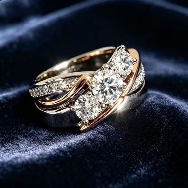 Cubic zirconia retro ring by Yoshan, detail view 2
