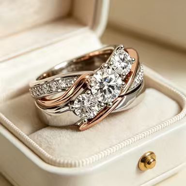Cubic zirconia retro ring by Yoshan, detail view 3