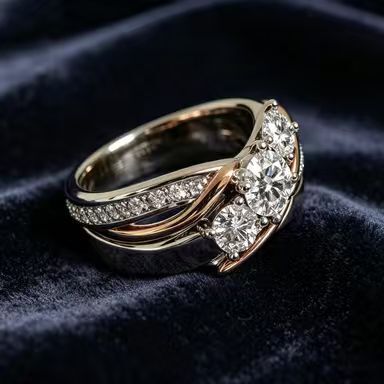 Cubic zirconia retro ring by Yoshan, detail view 4
