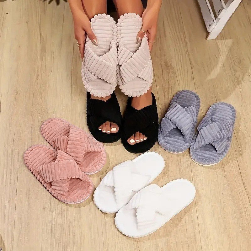 Women's Plush Chunky Sole Fleece-lined Soft Sole Slippers Outdoor Mules