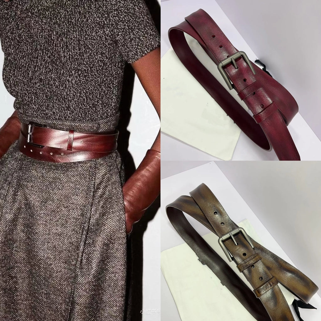 Women's Handcrafted Leather Retro Casual Waist Belt for Date Night Gift Party Versatile Designer Office Everyday
