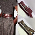 Women's Handcrafted Leather Retro Casual Waist Belt for Date Night Gift Party Versatile Designer Office Everyday
