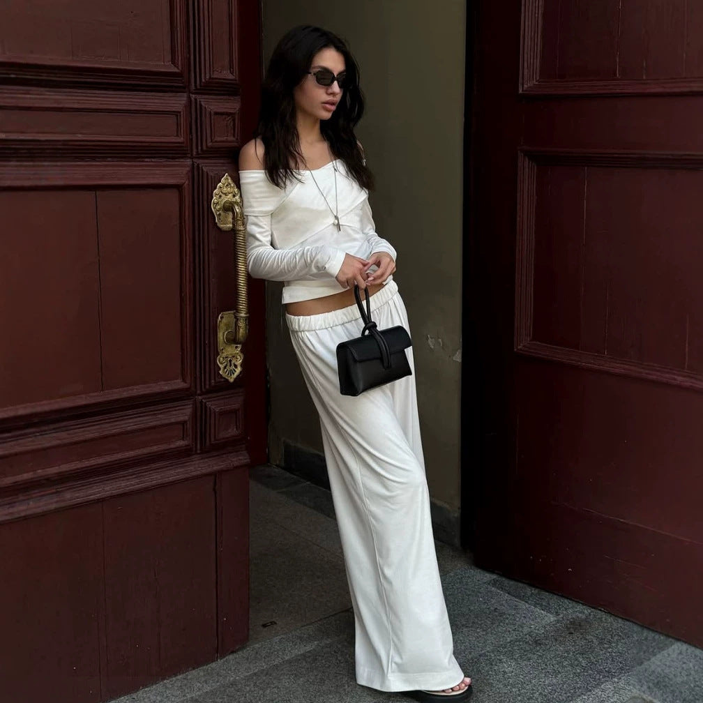 Women's Workwear Long Sleeve Wide-leg Pants Set Casual Everyday Wear Womenswear
