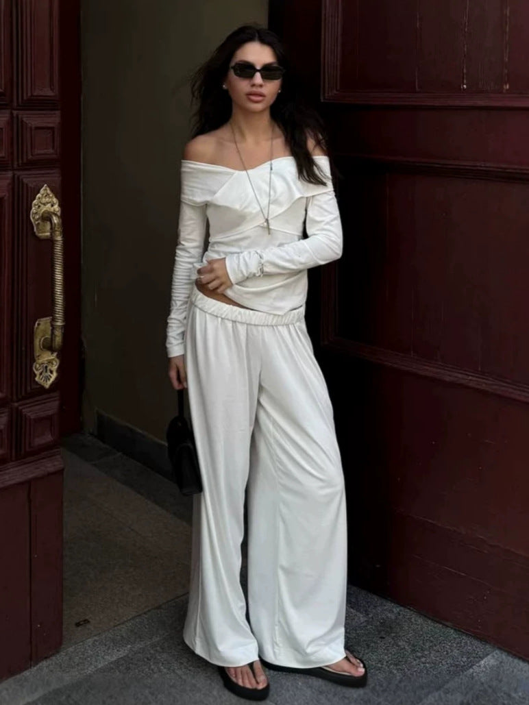Women's Workwear Long Sleeve Wide-leg Pants Set Casual Everyday Wear Womenswear