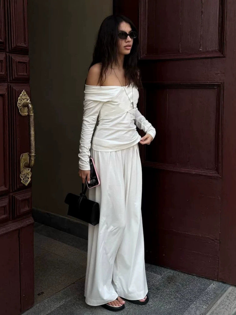 Women's Workwear Long Sleeve Wide-leg Pants Set Casual Everyday Wear Womenswear