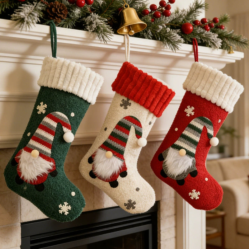 Plush Faceless Rudolph Christmas Stocking, Soft Holiday Candy Holder for Tree Fireplace and Gifting