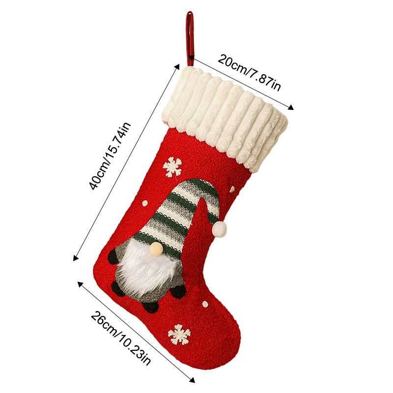 Plush Faceless Rudolph Christmas Stocking, Soft Holiday Candy Holder for Tree Fireplace and Gifting