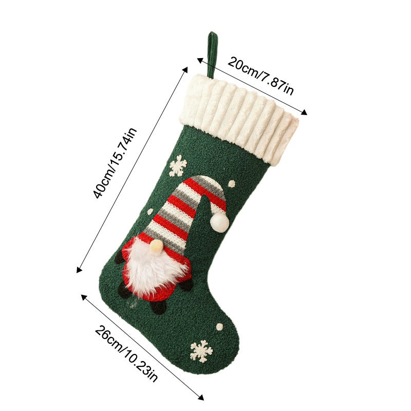 Plush Faceless Rudolph Christmas Stocking, Soft Holiday Candy Holder for Tree Fireplace and Gifting