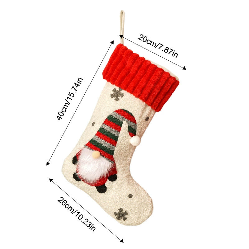 Plush Faceless Rudolph Christmas Stocking, Soft Holiday Candy Holder for Tree Fireplace and Gifting