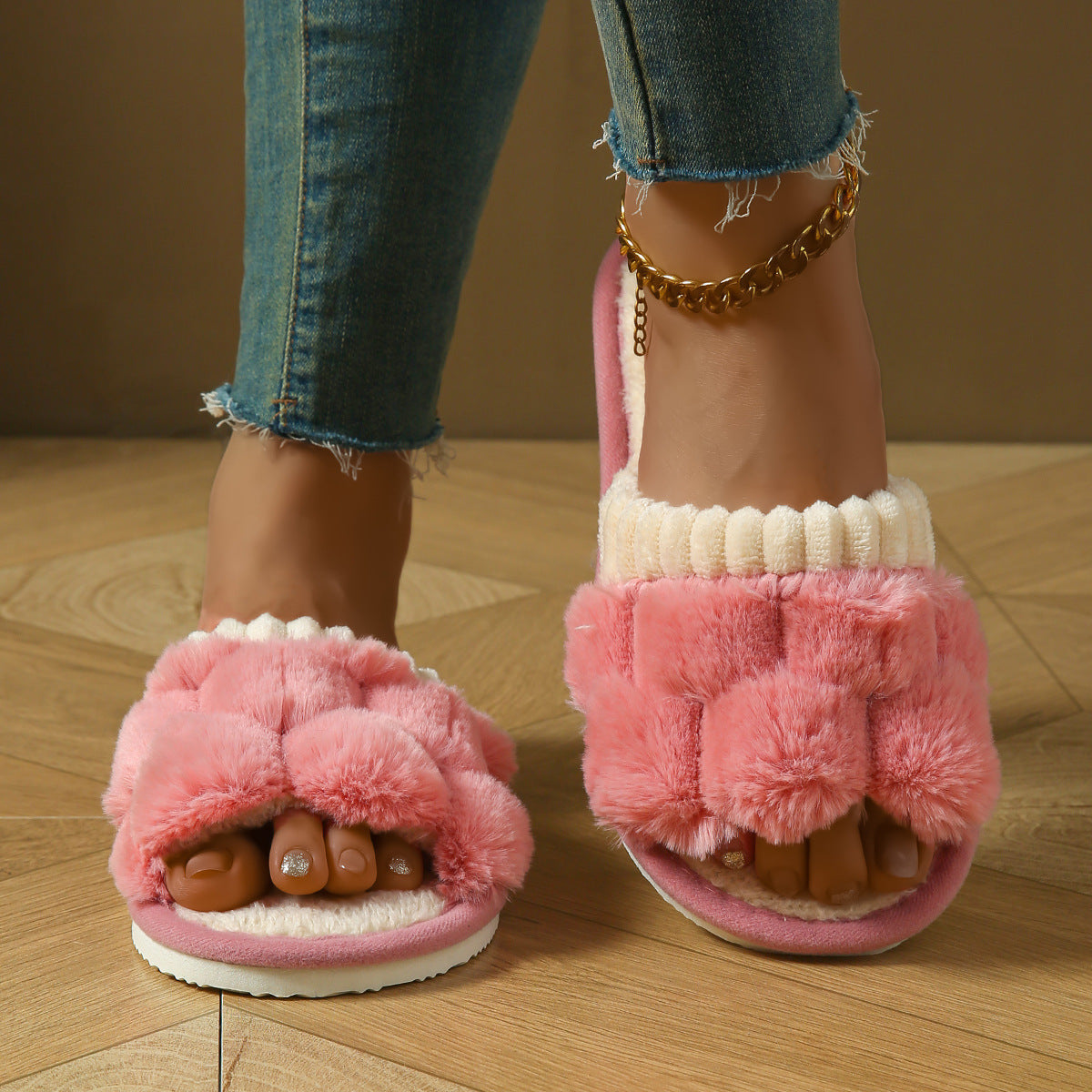 Women's Plush Bow Outdoor Slippers Outdoor Mules Casual Everyday Wear Womenswear