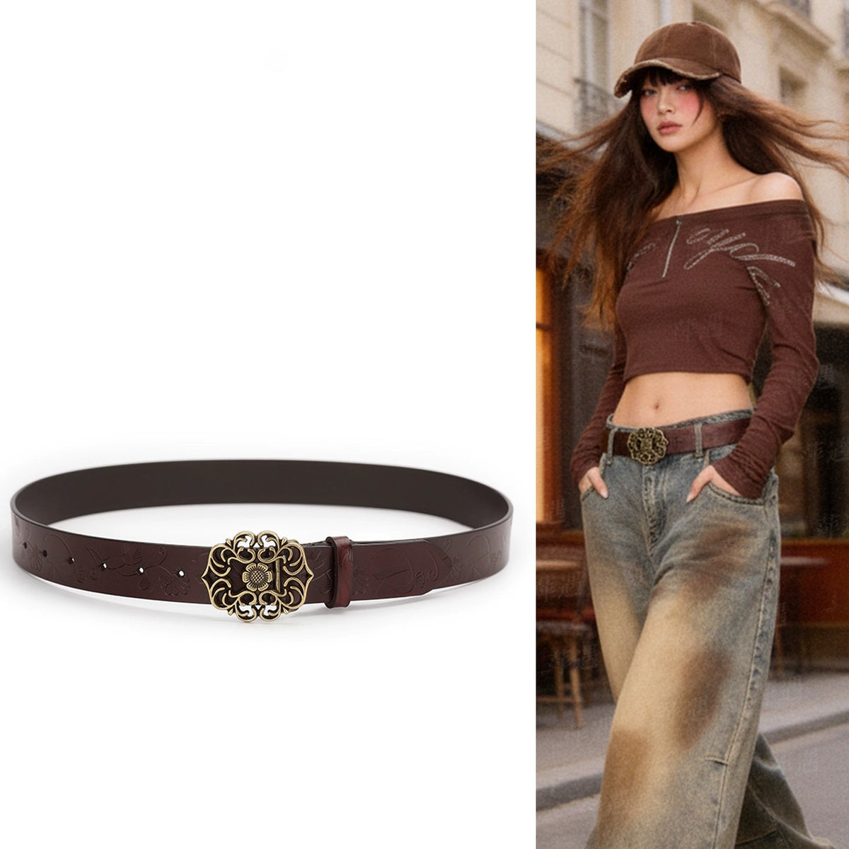 Women's Streetwear American-style Wide Leather Dress Belt Retro Waist for Date Night Gift Party Versatile Office Everyday